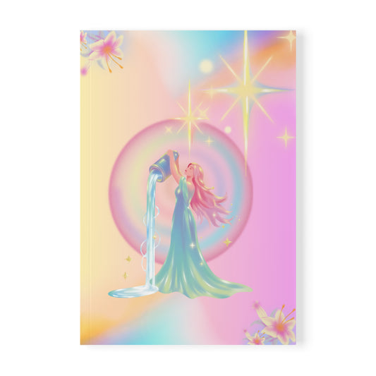 A5 Astrology Notebook — Pastel Aquarius Water Bearer Journal