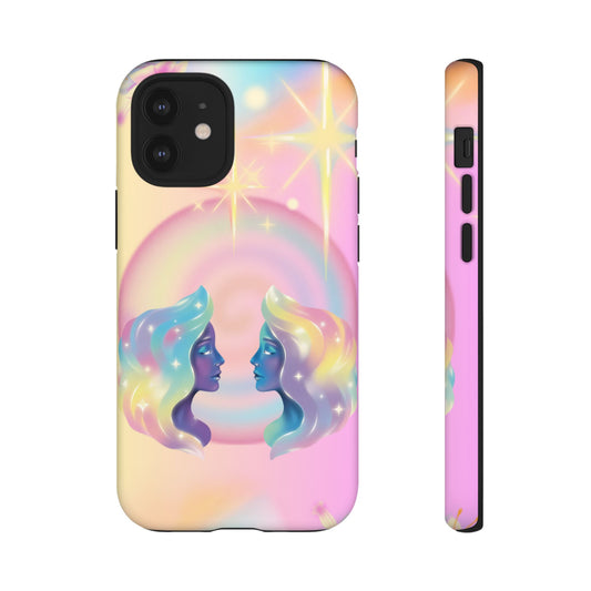 Gemini Mirror Phone Case — Pastel Astrology Zodiac Twins Protective Case